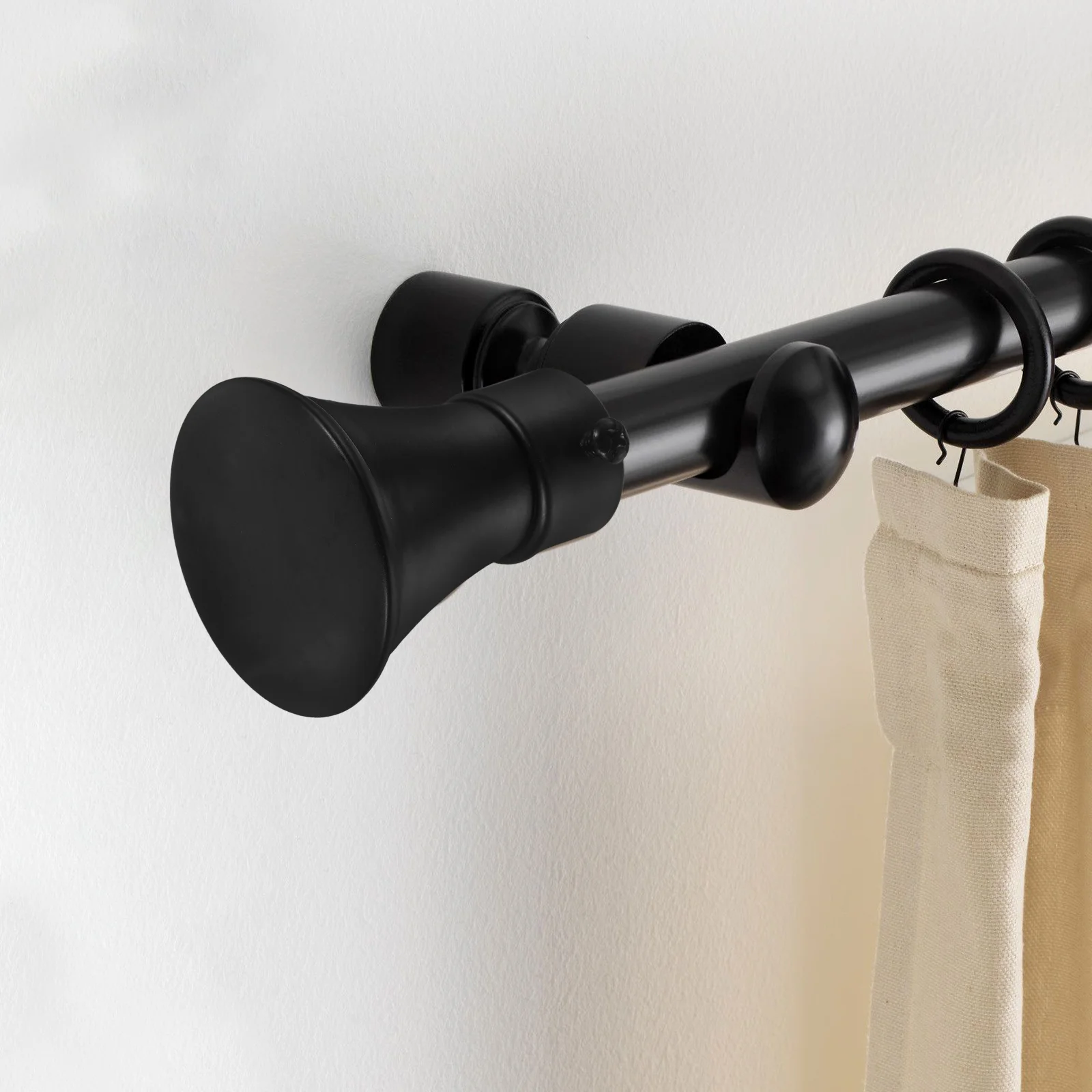 

2Pcs Curtain Rod Finials Black Iron Replacement Caps Strong Decorative Ends for Bedroom Dining Room Windows Crystal Curtain Rod