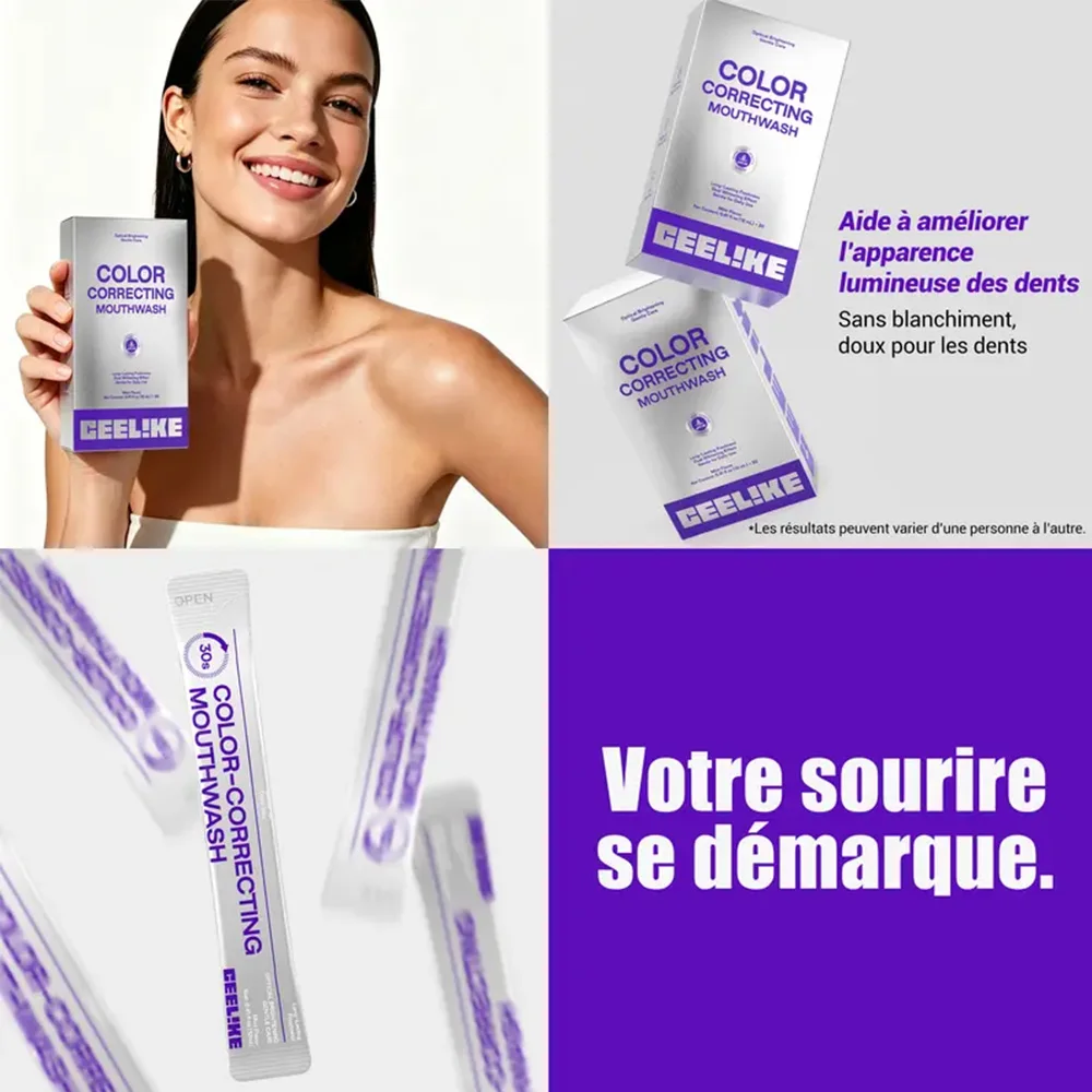 GEELIKE Color Correcting Mouthwash Sticks, Portable Single Use Purple Mouthwash, Mint Fresh Breath, Optical Brightening for Teet