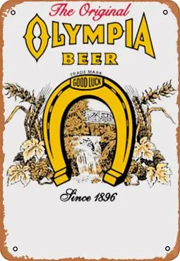 VEGICKEN Metal sign - Retro Olympia Beer Poster Bar Wall Decor 8 X 12 Inch sign