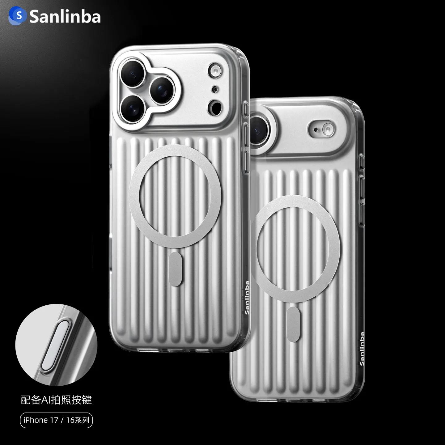 

Магнитный чехол для телефона Sanlimba в стиле багажной сумки, матовый прозрачный, противоударный, для iPhone 17/Promax/Air