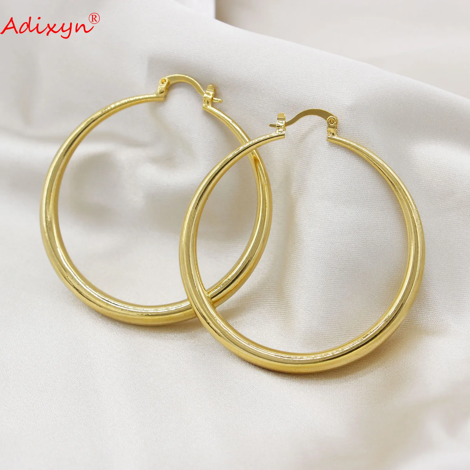 Adixyn NEW Hoop Earrings for Women Gold Color Round Earring Ethiopian Jewelry Nigeria Arab Party Gifts N081113