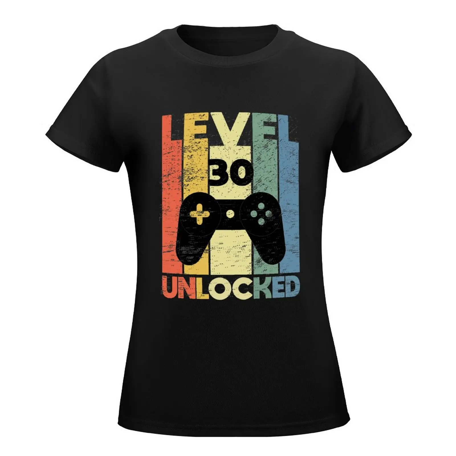 Level 30 Unlocked, Funny Video Gamer 30th Birthday gamer saying Gift T-Shirt korean fashion Female clothing tops for Women