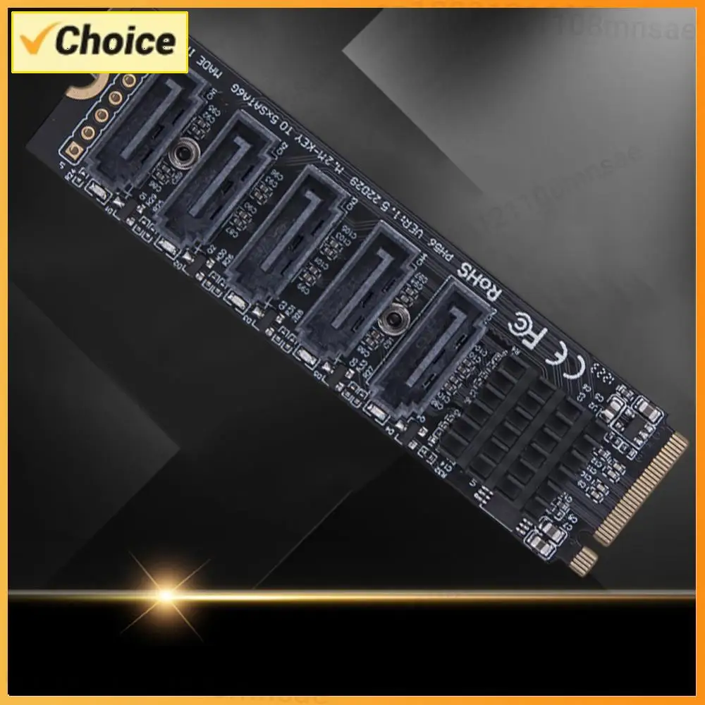 

M.2 To SATA 3.0 Adapter Card M.2 MKEY PCI-E Riser Card 5/6 Port Expansion Card NVME To SATA Converter 6Gpbs Support PM Function