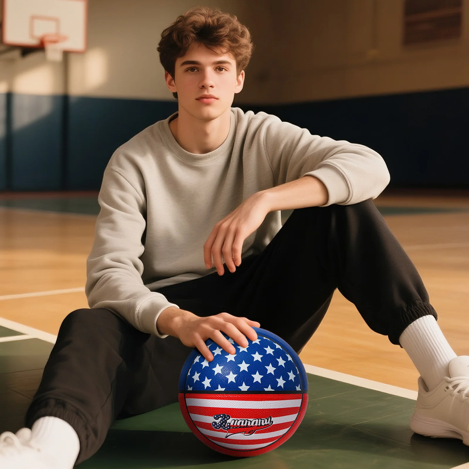 Bola Basket PU Kuangmi Size 7 - สไตล์อเมริกัน รู้สึกหนังคุณภาพสูง ด้ามจับดีเยี่ยมสําหรับการฝึกในร่ม/กลางแจ้ง KMBB623AA