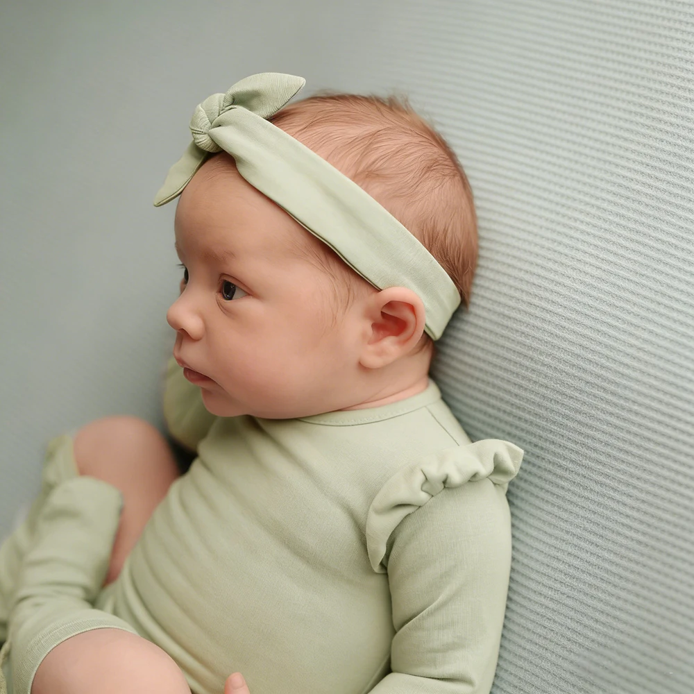 Newborn Photography Props Ruffle Romper Baby Photo Shoot Outfit Infant Long Sleeve Bodysuit Ruffled Cuff Girl baby Prop - view 4