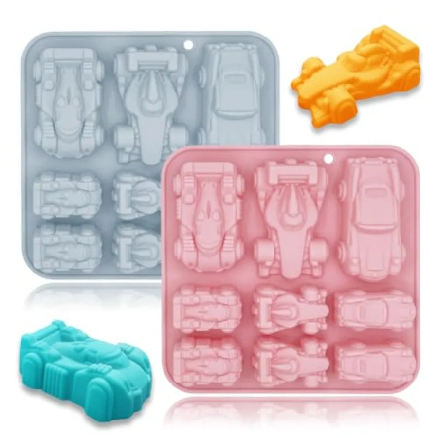 

2 Pack Cute Car Silicone Molds 3D Race Car Themed Baking Mould Tray Baking Tool for Crayons Chocolate Cake Dessert Candy Mousse