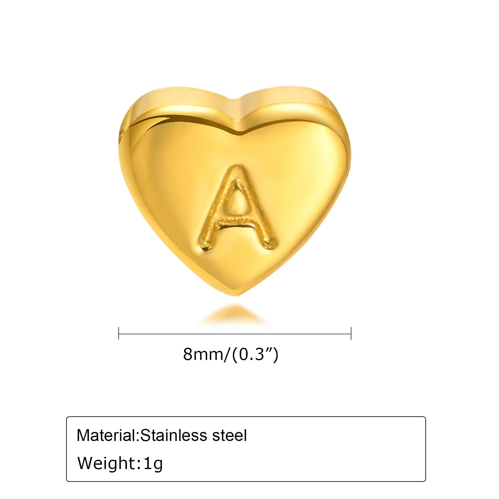 Trendy Stainless Steel Heart Pendants Hypoallergenic Jewelry 18K Gold Plated Heart Shaped Initial Letter Pendants for Women