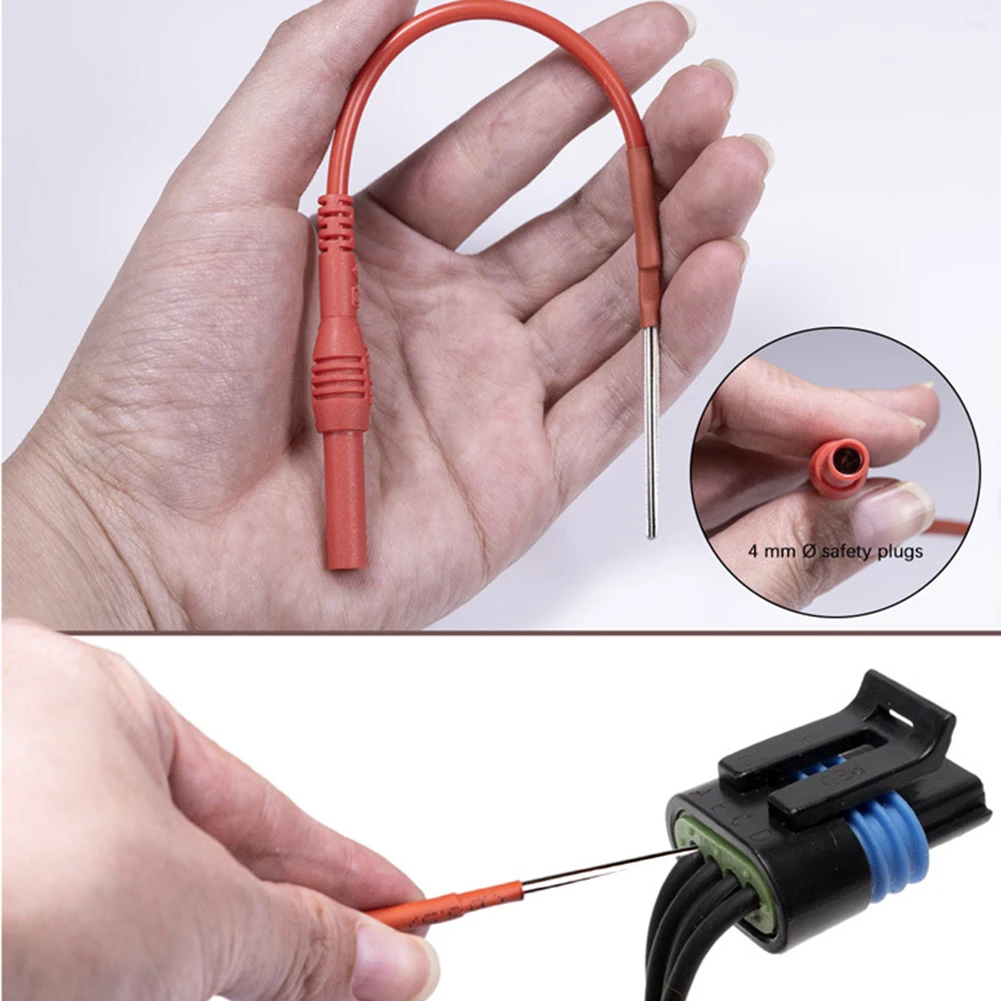 2pcs Silicone Flexible Spoon Back Probe Accessories 4mm Female Adapter Cable Pin-Plug Terminal Wire Multimeter Hook Test Cable