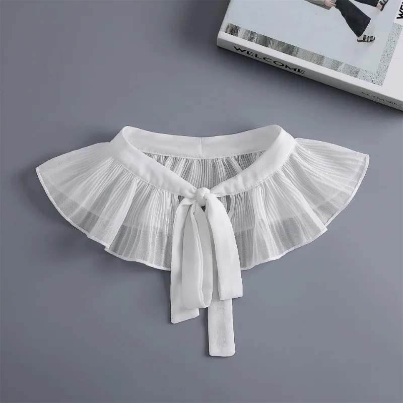 여자 여름 드레스 셔츠 여성을위한 분리형 칼라 어깨 랩 작은 케이프 가짜 칼라 흰색 레이스 거짓 칼라