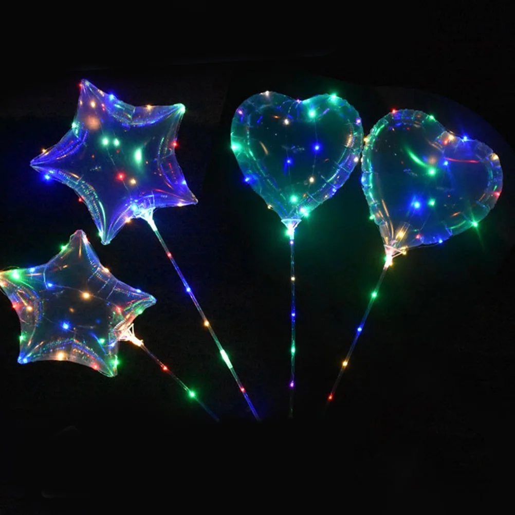 

3 Sets Glowing Heart Shape Balloon Flashing Party Balloons For Birthday Festival Bar Indoor Outdoor Decoration Reusable Durable