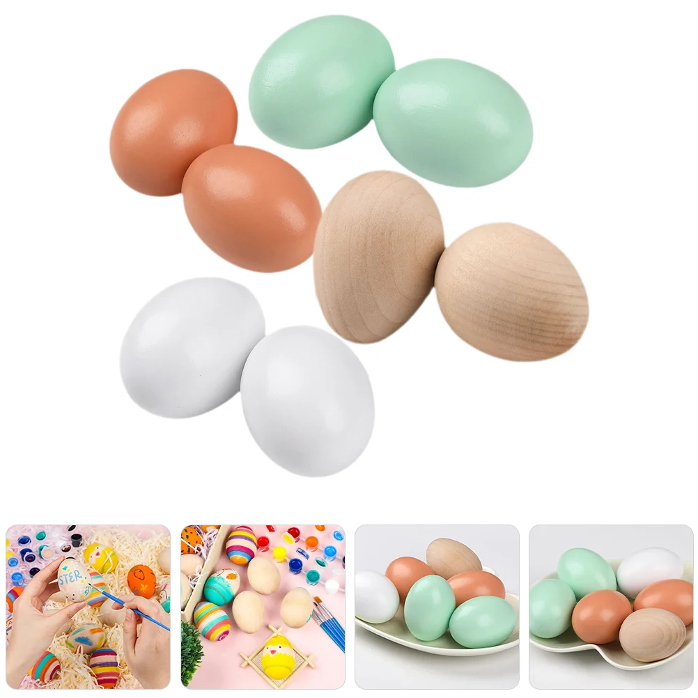 Unfinished Craft Eggs Decorations for Desktop Household Wooden DIY Crafts Child