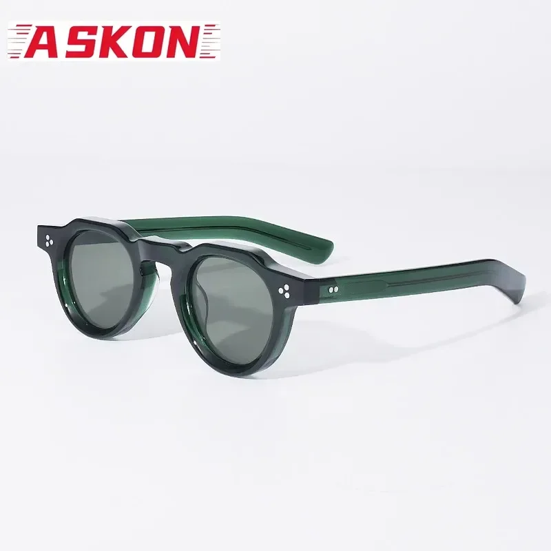 ASKON New Thick Small Face High Quality Acetate Sunglasses Man Round Fashion Handcraft MenUV400 Outdoor Glasses Women Eyeglasses
