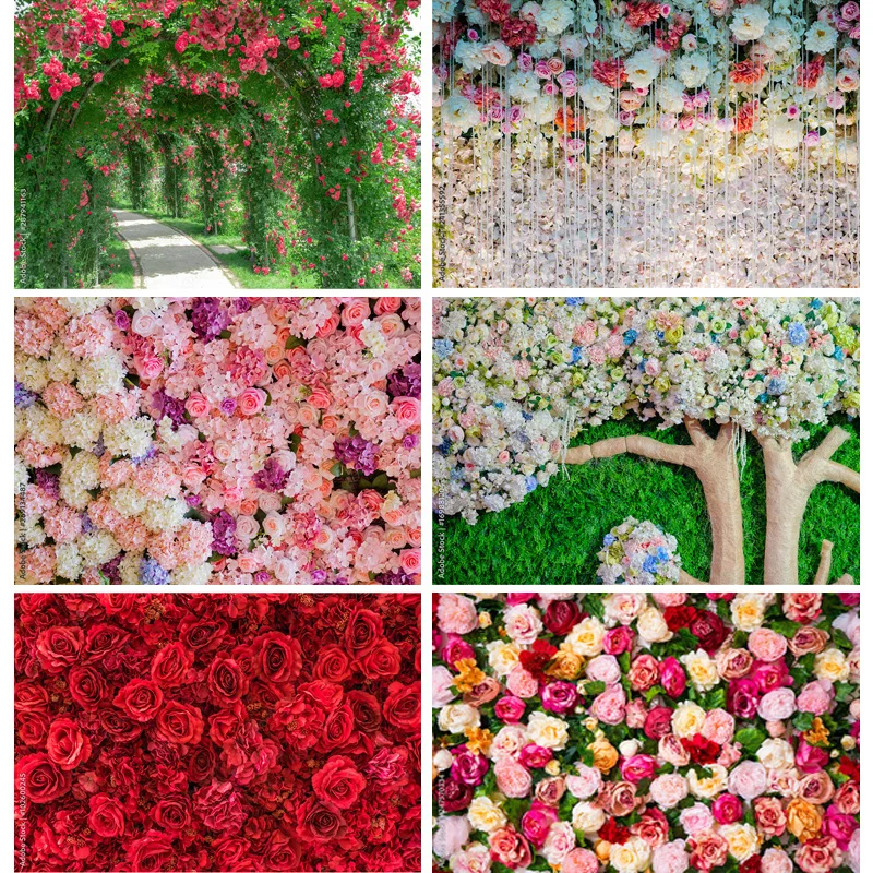 

SHENGYONGBAO Art Fabric Photography Backdrops Prop Flower Wall Wood Floor Wedding Party Photo Studio Background LLH-01