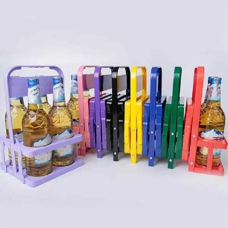 折りたたみ式プラスチック製飲料キャリア、4穴付き、再利用可能なドリンクホルダー、環境に優しいポータブルカップホルダー、ピクニックや旅行に最適