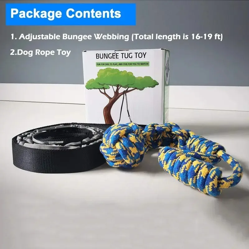 

Durable Tug War Rope Toy Dogs Chew Teething Pull Rope Ball Interactive Indoor Outdoor Pet Play Bounce Elastic Rope Training