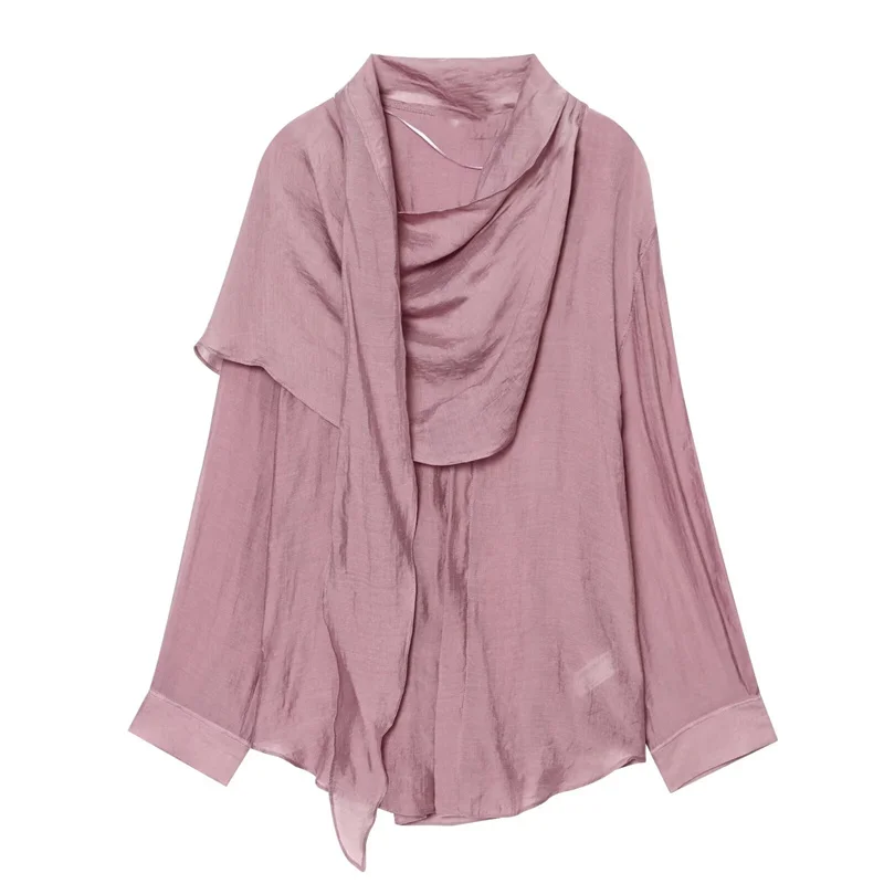 

Summer Women's Asymmetric Shirt Top 2026 New Fashion Long Sleeved Casual Loose Blouses Top Elegant Women's Clothing
