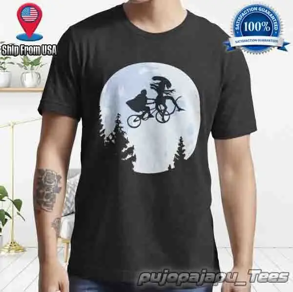 New Item Xenomorph E.T.  American Funny  Logo Men's T-Shirt Size S-5XL