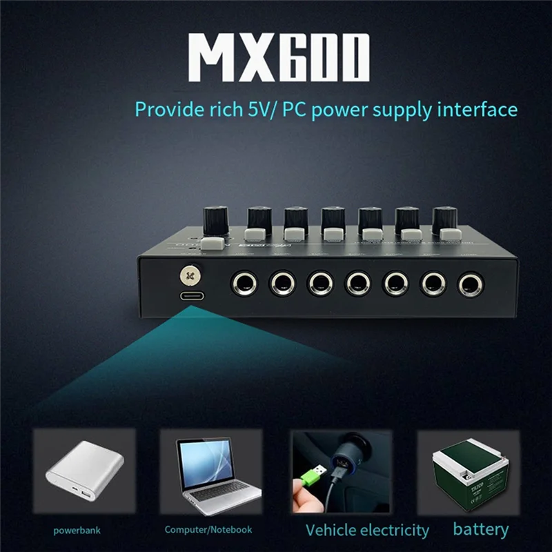 -AT52 Mixer de linha estéreo de baixo ruído de 6 canais Mini Mixer de som profissional Fonte de alimentação DC5V Fácil operação Mixer de audios
