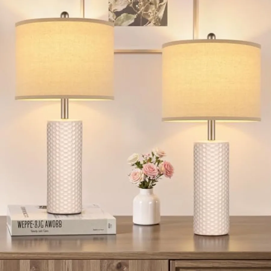 

GGOYING 25,6-дюймовая современная керамическая настольная лампа, набор из 2 прикроватных тумбочек, настольная лампа без лампочки в комплекте, прикроватные лампы для фермерского дома для спальни Liv