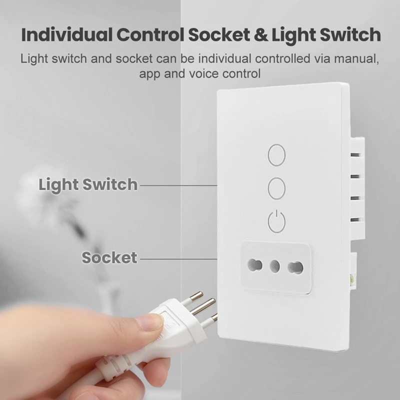 Hot Tuya Wifi Smart Italy Light Switch Wall Socket Chile Outlet Glass Panel Plug Intelligent Remote For Smartlife