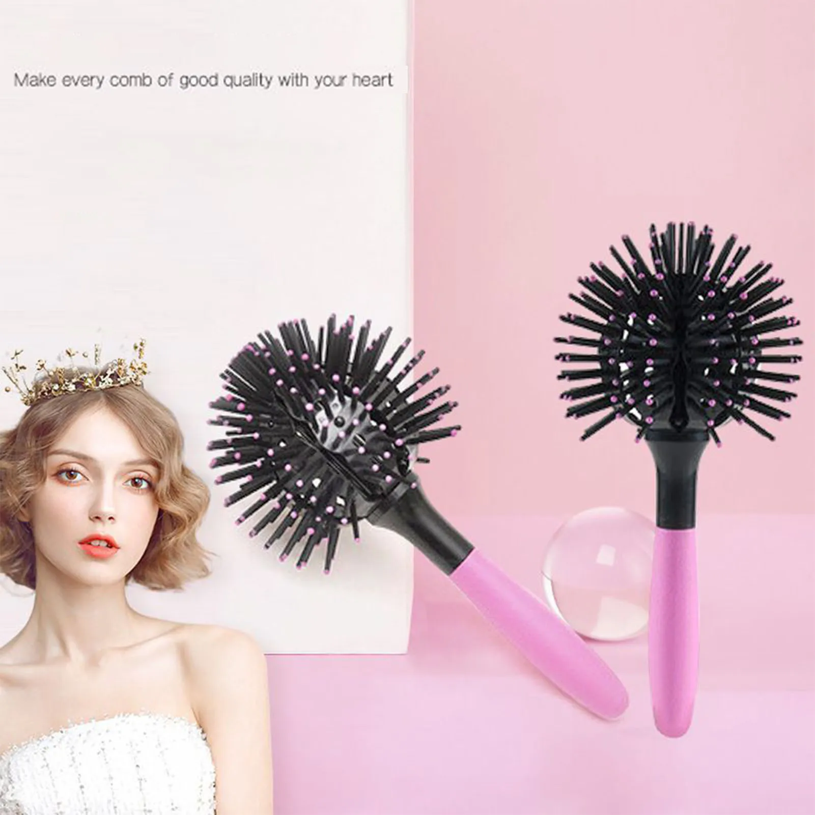 Hair comb rollers 360 Degree Round scalp massage Comb Hair Brush Curly Hairbrush Massager Dressing Salon Barber Comb