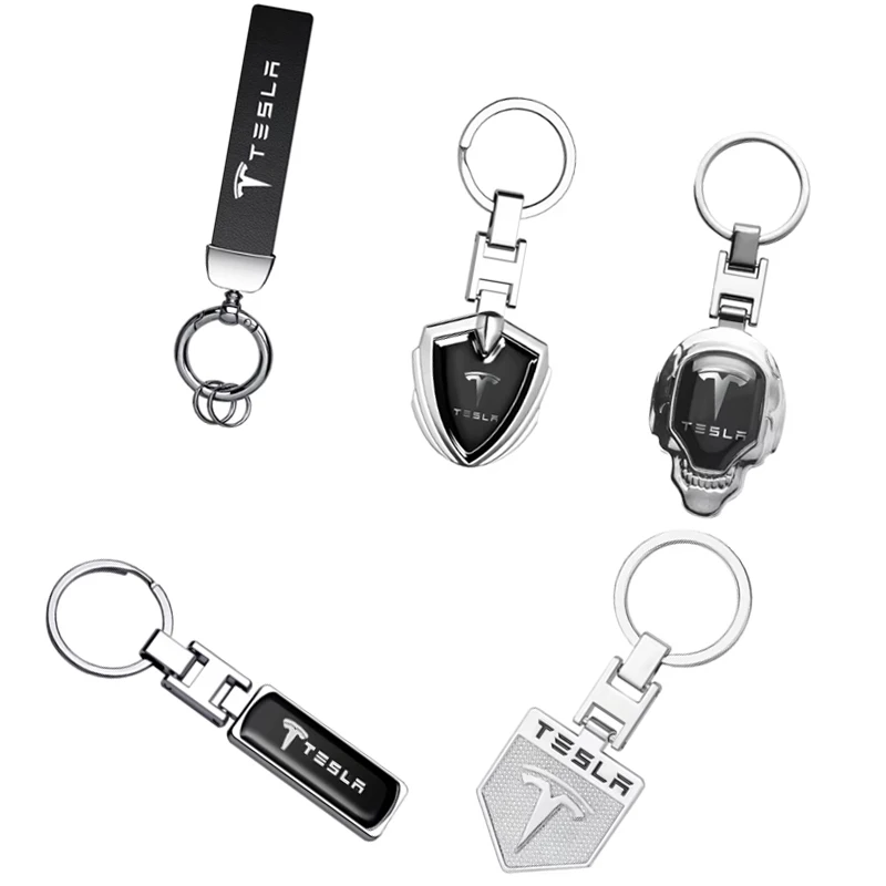 1Pcs 3D Metal/Leather Car Styling Keychain For Model 3 Model Y Model S Model X Badge Emblem Key Chain Key Rings Auto Accessories