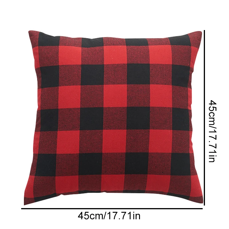 Buffalo Check Cushion Covers 18x18 Inches Cotton Square Throw Pillows Cases Zippered Plaid Decorative Pillows