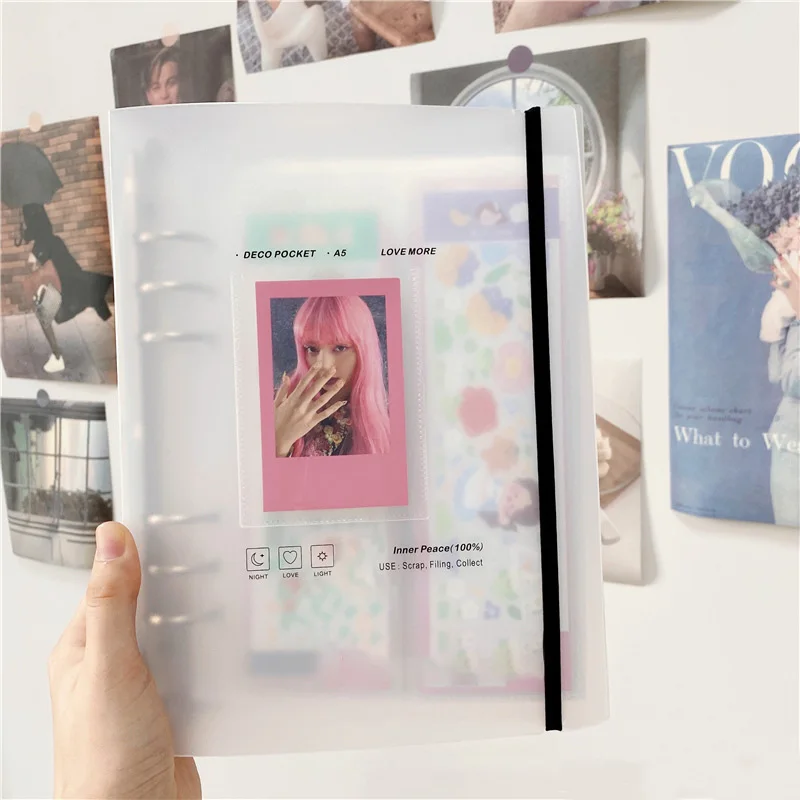 A5 Kpop Binder Photocard Ins Photo Album Heart Photo Card Album Idol Cards Collect Book Picture Holder Student School Stationery