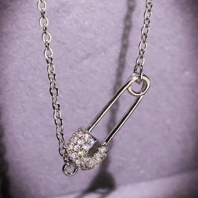 Luxus Schlüsselbein Kette S925 Sterling Silber Pin Anhänger Halskette für Frauen Hohl-out Mosaik Zirkon Choker Collares Bijoux Femme