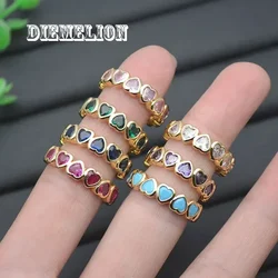 1pc New Candy Color Heart Rings Pave Colorful CZ Finger Rings for Women Charm Love Heart Wedding Bands Stackable Jewelry