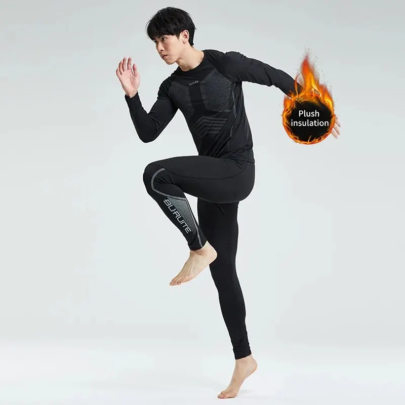 Thermal Underwear Men\'s Plush Thickened Winter Cold-Proof Seamless Leggings Sports Suit Autumn And Winter Top