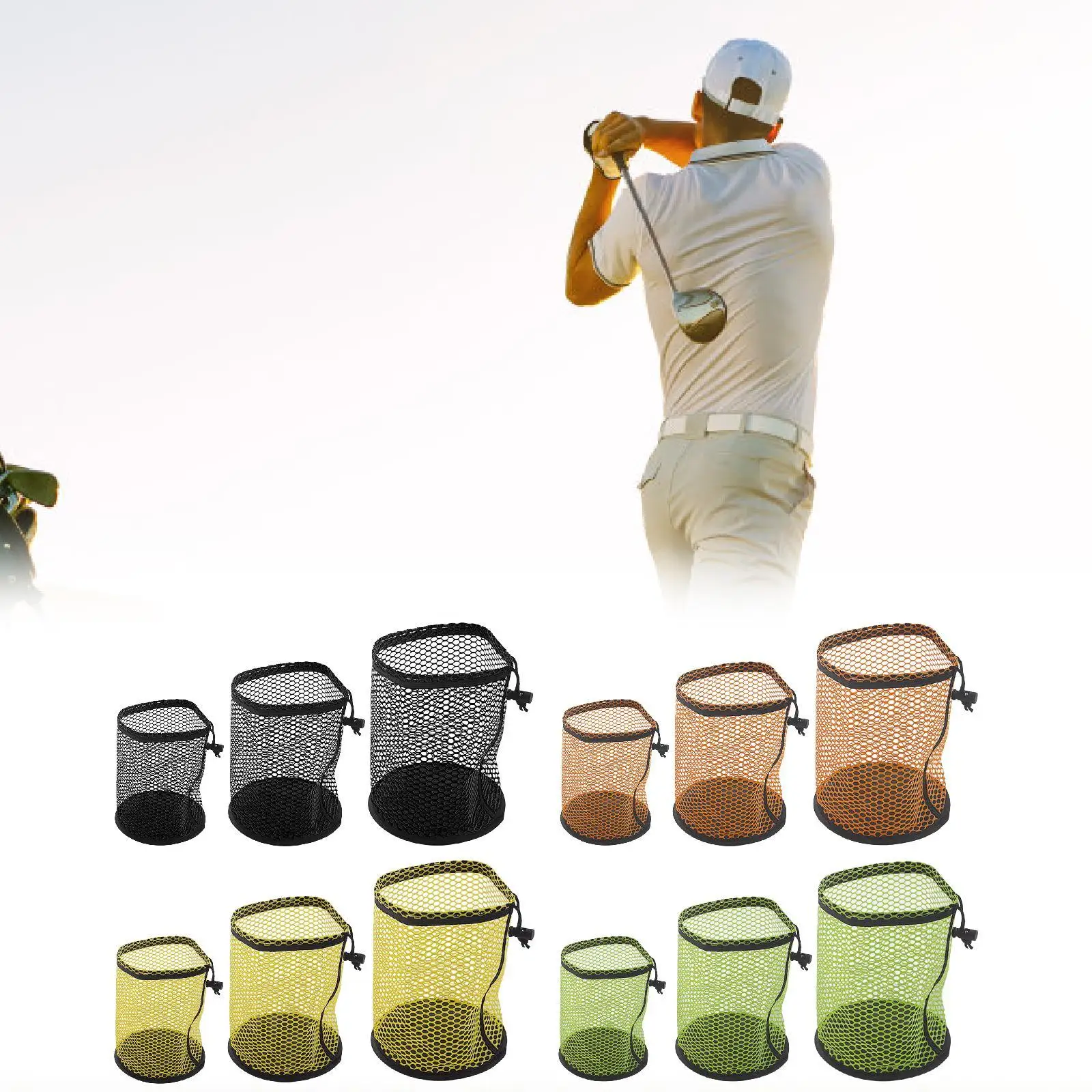 Golf Ball Mesh Bags Lightweight Organizer Drawstring Sack Polyester Storage for Table Tennis Tennis Outdoor