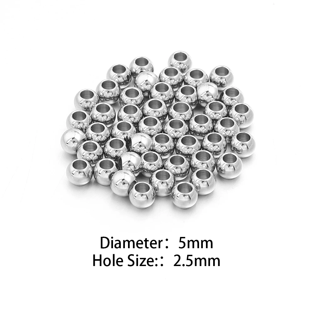 10-100 Stück hochwertige Edelstahlperlen für die Schmuckherstellung, lose Abstandshalter-Rundperlen, DIY-Armband, Halskette, Großhandel, 2-10 mm – Detail 15