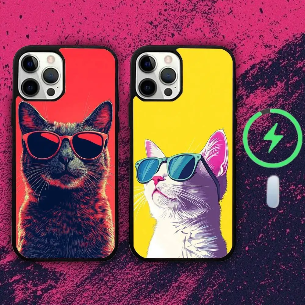 

Cartoon Fashion Cat Phone Case For iPhone 16e,16,15,14,13,12,11,Plus,Pro,Max,Mini Magsafe Magnetic Wireless Charging