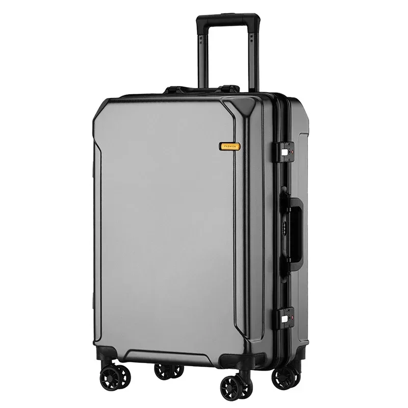 Valise de voyage à roulettes avec cadre en aluminium pour étudiants, capacité de sac à la mode, chargement USB, valise à roulettes avec mot de