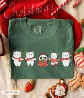 Christmas Bears T shirt Polar Bear Lover For Comfort Colors Holiday Funny Cute Animals long or short sleeves