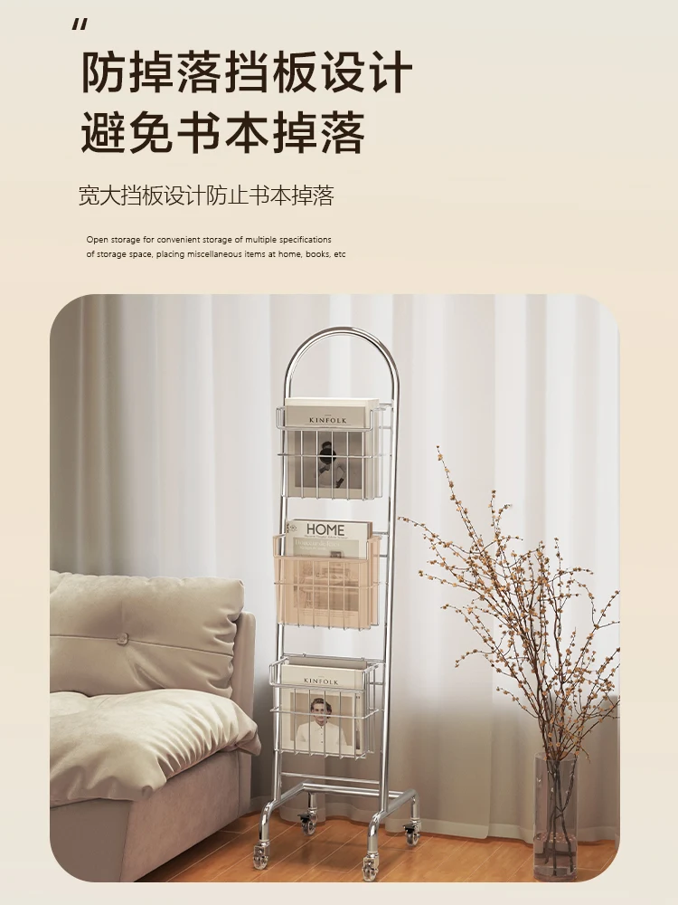 Second-hand Magazine and Newspaper Display Rack, Postcard Display Rack, Ins Style Mobile Office Information Rack