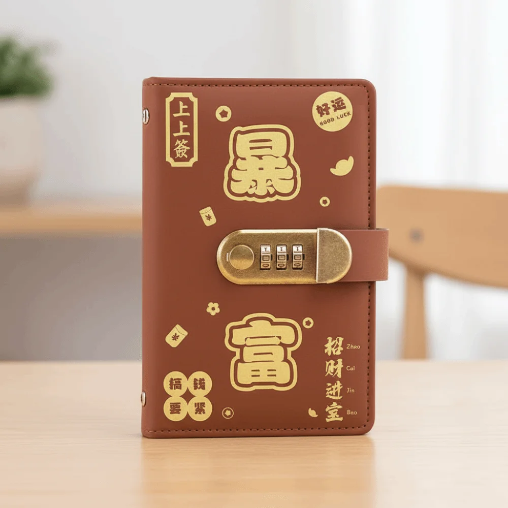 مع قفل بكلمة مرور توفير المال الموثق كتيب بو الجلود الميزانية الموثق مع قفل 50 ورقة المغلفات النقدية دفتر الحساب #4