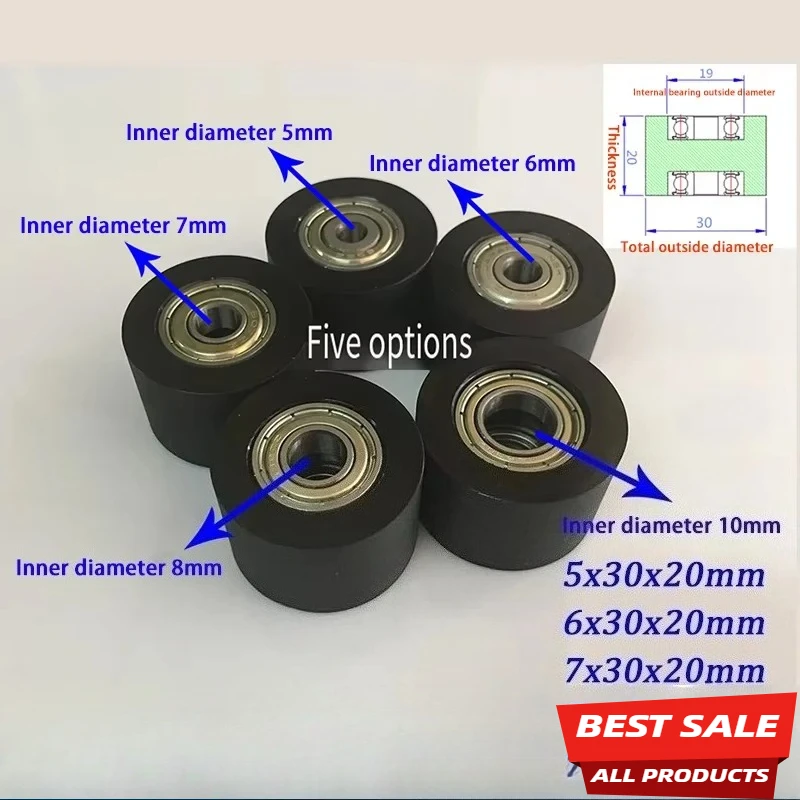 

626 Bearing Polyurethane Roller 30×20×30mm Conveyor Belt Guide Wheel Wear-resistant Double Bearing Sliding Door Pulley Drawer