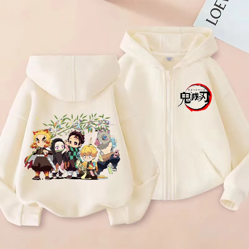 

Детский кардиган «Убийца демонов», пальто, топы на молнии, толстовка с капюшоном для мальчиков и девочек, осенняя толстовка, модная одежда для косплея в стиле аниме, хит продаж