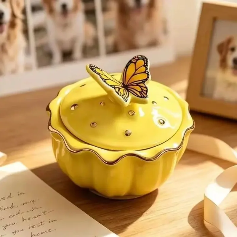 Handmade Ceramic Pet Urn Butterfly Keepsake Ashes Storage Memorial for Dog Cat Small Animals 45ml