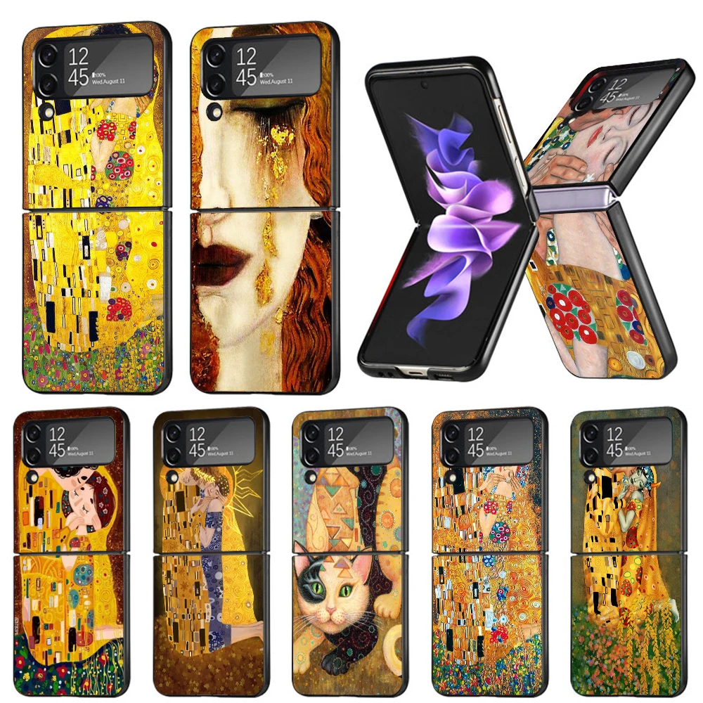 Kiss by Gustav Klimt Desig Phone Case For Samsung Galaxy Z Flip6 5G Flip5 Flip4 Flip3 ZFlip 6 3 4 5 Hard PC shockproof Back Cove