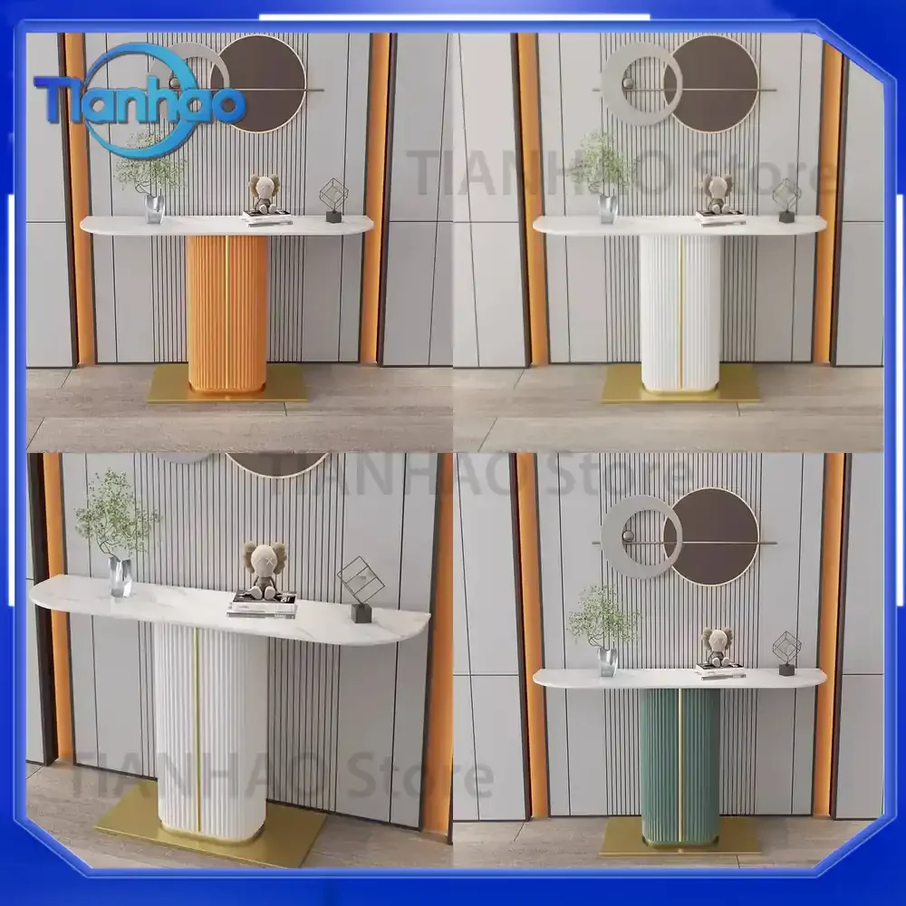 Mesa de Consola de Diseño Creativo para Sala de Estar, Mesa de Entrada Minimalista de Lujo, Mesa de Recibidor Simple con Almacenamiento