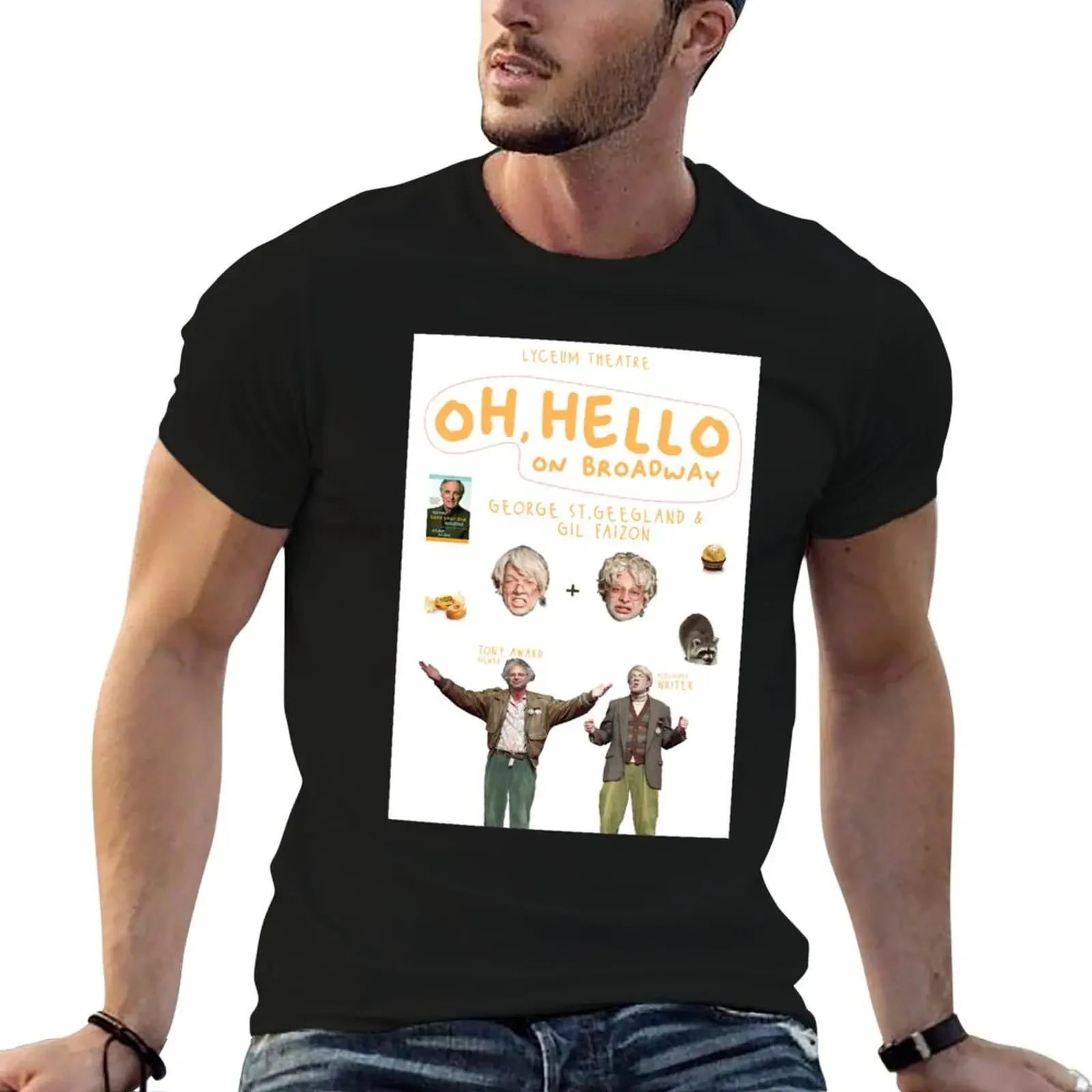 

Oh, Hello poster T-Shirt gifts for boyfriend blue archive Short sleeve tee men