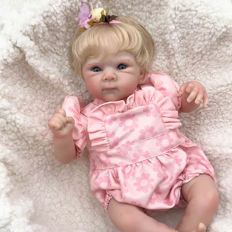 45cm Blue Eyes Reborn Doll Bettie realistico Soft Touch Cuddly Baby Multiple Layers Painting 3D Skin con vene visibili