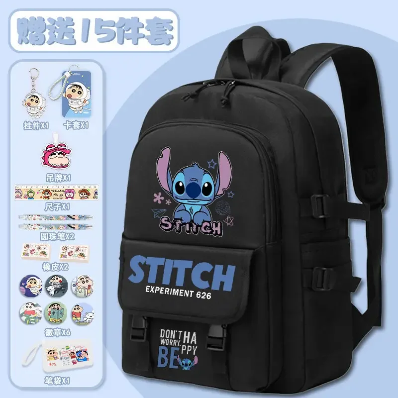 Disney New Stitch Student Schoolbag Large Capacity Waterproof Shoulder Pad Cute Children's College Backpack