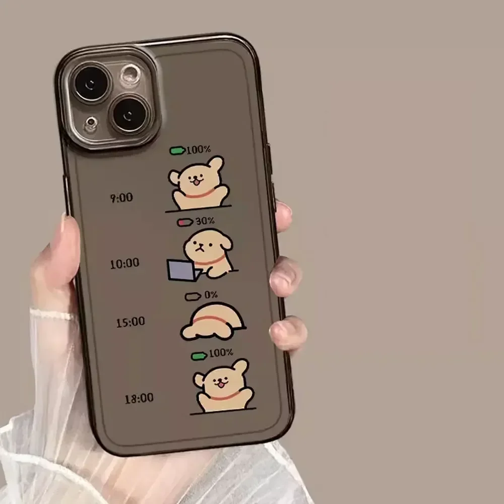 Cute Cartoon Dogs Couple Phone Case for IPhone 11 14 15 16 Pro Max Clear Soft Cover for Iphone 12 13 Mini XS MAX XR Fundas