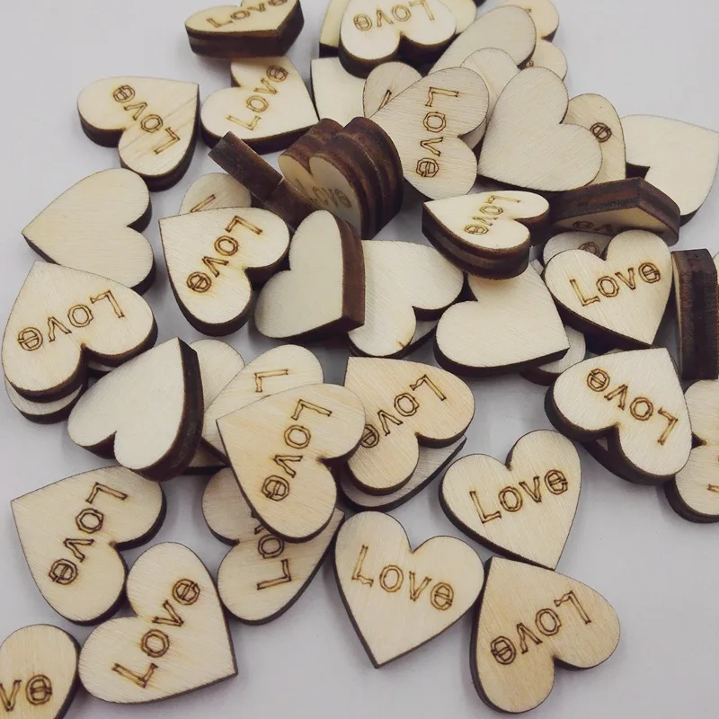 

Natural wood peach heart buckles, wedding supplies, clothing accessories, LOVE love decorative buckles, 50 in a pack.