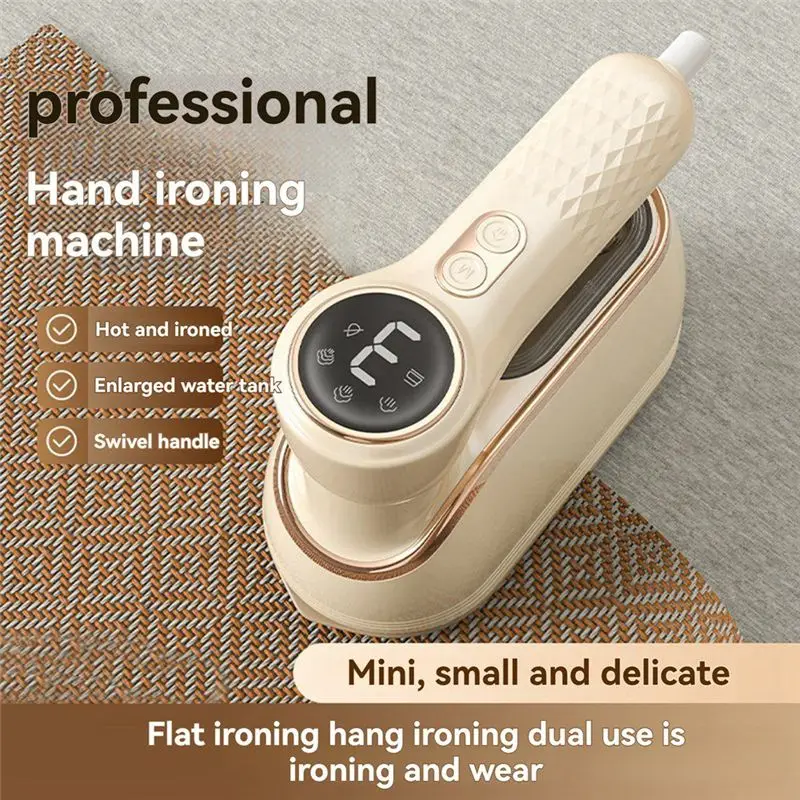 ABVI-Portable Travel Steamer Iron, 1200W Handheld With LCD Display, Fast Heating, 180° Swivel Handle, White