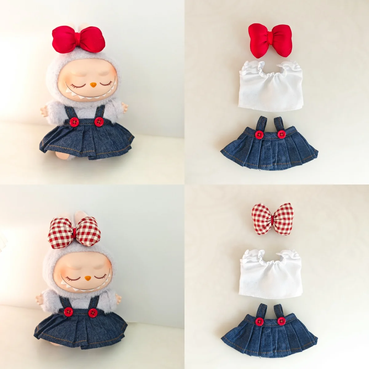 17cm Labubu Plush Doll'S Clothes Outfit Accessories For Korea Kpop Labubu Idol Doll Pink bow Skirt Labubu Clothing Accessories image 6
